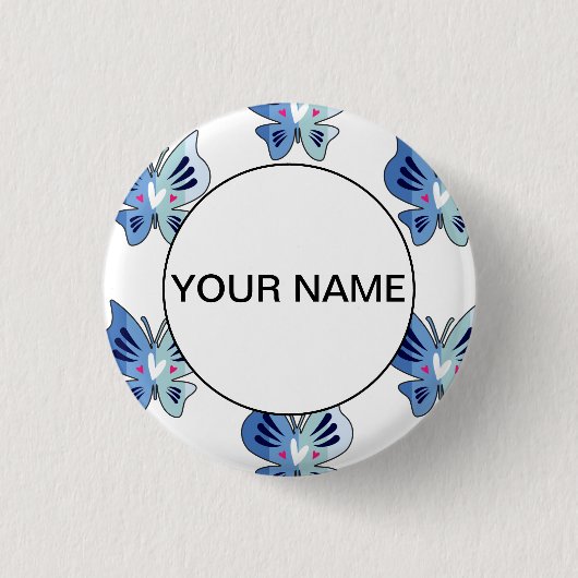 Kute Blue Butterflies Ronde Button 3,2 Cm (Voorkant)