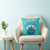Kute Blue Cartoon Monster met vier ogen Kinder Kussen (Stoel)