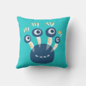 Kute Blue Cartoon Monster met vier ogen Kinder Kussen (Achterkant)
