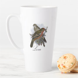 Kute Blue Colorful Bird and Foliage Latte Mok