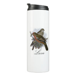 Kute Blue Colorful Bird and Foliage Thermosbeker