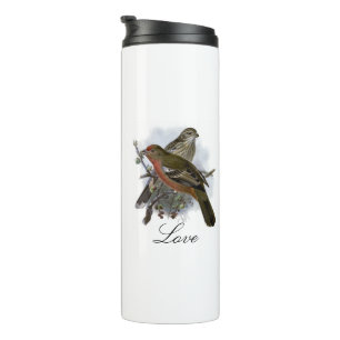 Kute Blue Colorful Bird and Foliage Thermosbeker