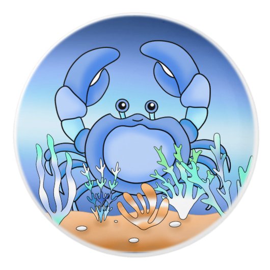 Kute Blue Crab Nautical Beach House Keramische Knop (Voorkant)