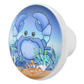 Kute Blue Crab Nautical Beach House Keramische Knop (Rechts)