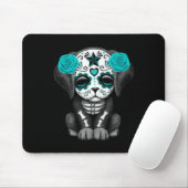 Kute Blue Day of the Dead Puppy Dog Black Muismat (Met muis)