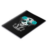 Kute Blue Day of the Dead Puppy Dog Black Notitieboek (Linkerzijde)