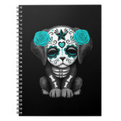 Kute Blue Day of the Dead Puppy Dog Black Notitieboek (Voorkant)