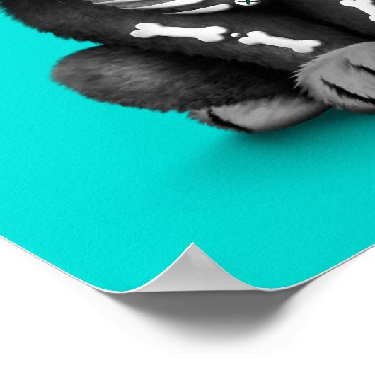 Kute Blue Day of the Dead Puppy Dog Poster (Hoek)