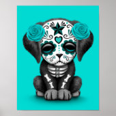 Kute Blue Day of the Dead Puppy Dog Poster (Voorkant)