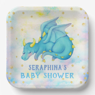 Kute Blue Dragon Boys Baby shower Paper Bord