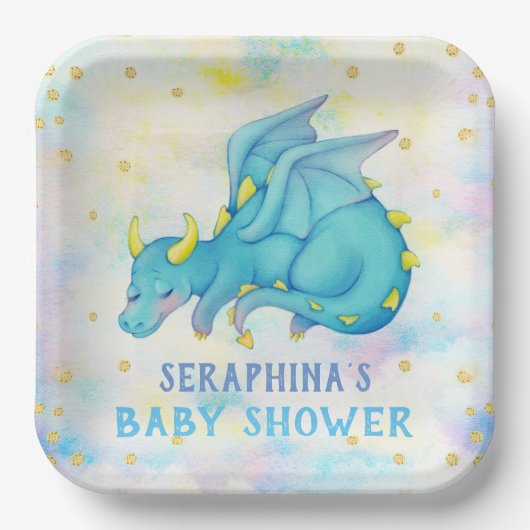 Kute Blue Dragon Boys Baby shower Paper Bord (Voorkant)