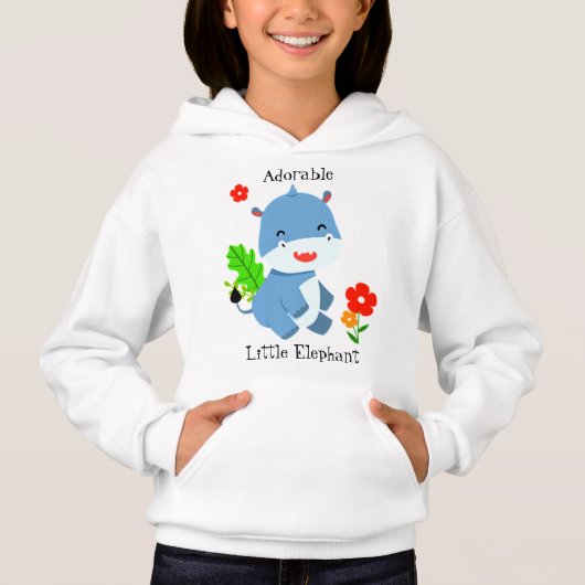 Kute Blue Elephant met rode bloemen (Voorkant)