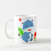 Kute Blue Elephant met rode bloemen Koffiemok (Links)