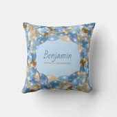 Kute Blue en Gold Ballon Border Baby Boys Kussen (Achterkant)