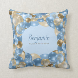 Kute Blue en Gold Ballon Border Baby Boys Kussen