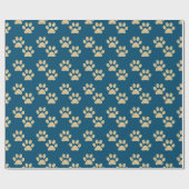 Kute Blue en Gold Glitter Paw Drukt Pet Lovers Cadeaupapier (Vlak)