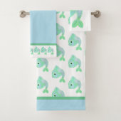 Kute Blue en Green Fish Bath Towel Set Bad Handdoek (Insitu)