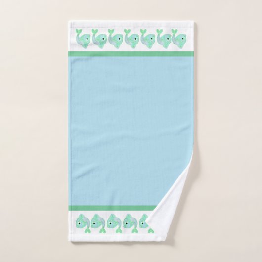 Kute Blue en Green Fish Bath Towel Set Bad Handdoek (Handdoek)