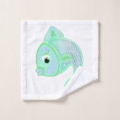 Kute Blue en Green Fish Bath Towel Set Bad Handdoek (Wasdoekje)