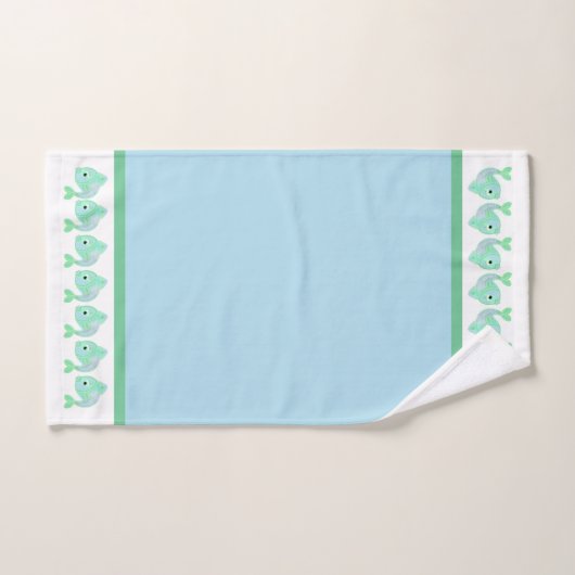 Kute Blue en Green Fish Bath Towel Set Bad Handdoek (Handdoek)