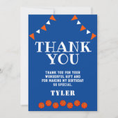 Kute Blue en Oranje sport Basketball Birthday Bedankkaart (Voorkant)