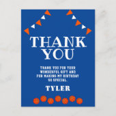 Kute Blue en Oranje sport Basketball Birthday Briefkaart (Voorkant)