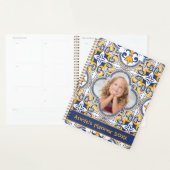 Kute blue en yellow Azulejos, aangepaste foto Planner (Display)