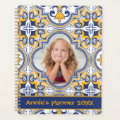 Kute blue en yellow Azulejos, aangepaste foto Planner (Voorkant)