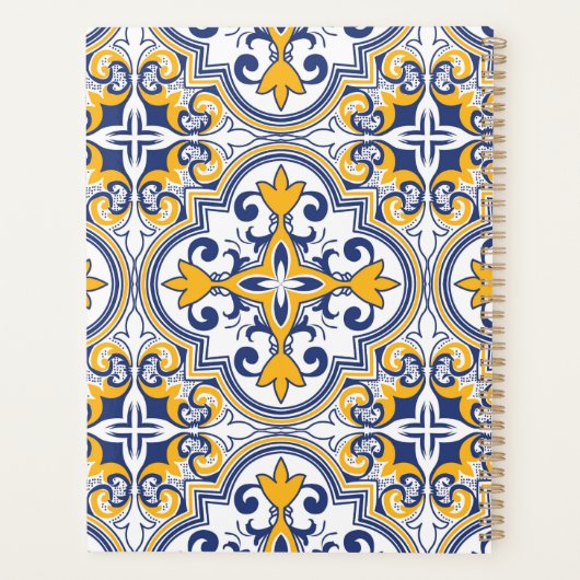 Kute blue en yellow Azulejos, aangepaste foto Planner (Achterkant)