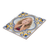 Kute blue en yellow Azulejos, aangepaste foto Tegeltje (Zijkant)