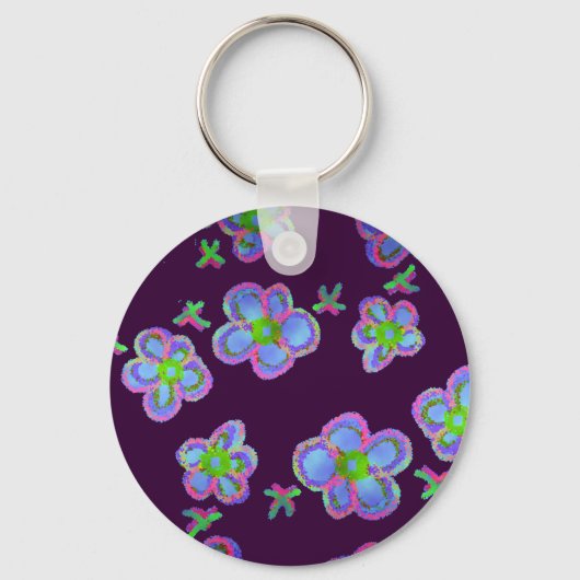 Kute Blue Flowers! Sleutelhanger (Voorkant)