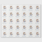 Kute Blue Fly Over Teddy Animal Planthday Cadeaupapier (Vlak)