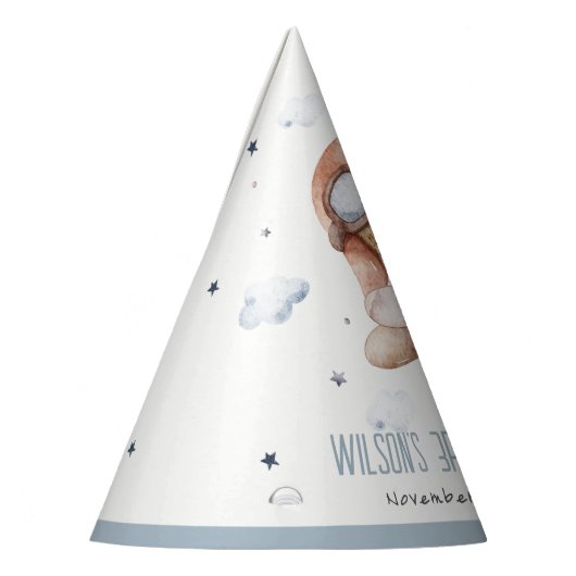 Kute Blue Fly Over Teddy Animal Planthday Feesthoedjes (Links)