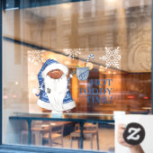 Kute Blue Gnome, Hot Toddy Time Window Cling Raamsticker (Cafe Raam)