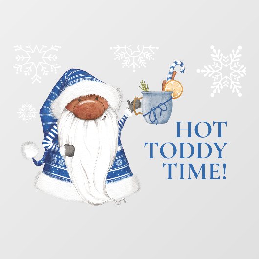 Kute Blue Gnome, Hot Toddy Time Window Cling Raamsticker (Vel)