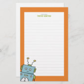 Kute Blue Hand Drawn Robot (gelaagd) Briefpapier (Voorkant / Achterkant)