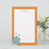 Kute Blue Hand Drawn Robot (gelaagd) Briefpapier (Staand voorkant)