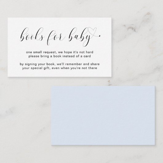 Kute Blue Heart Books voor Baby shower Informatiekaartje (Voorkant / Achterkant)