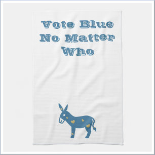 Kute Blue Heart Donkey STETE BLUE Theedoek