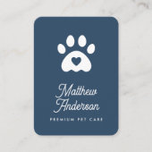 Kute Blue Heart Paw Print Pet Sitter Dog Walker Visitekaartje (Voorkant)
