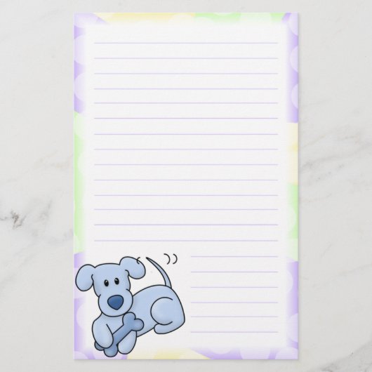 Kute Blue Kawaii Dog Stationery (geraffineerd) Briefpapier (Voorkant)