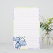 Kute Blue Kawaii Dog Stationery (geraffineerd) Briefpapier (Staand voorkant)