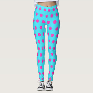 Kute blue met roze poka-punten leggings