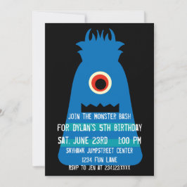 Kute Blue Monster Birthday Party Invitations Kaart