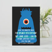 Kute Blue Monster Birthday Party Invitations Kaart (Staand voorkant)