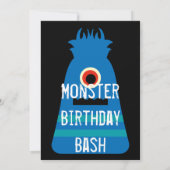 Kute Blue Monster Birthday Party Invitations Kaart (Achterkant)