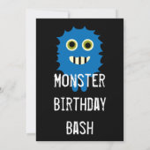 Kute Blue Monster Birthday Party Invitations Kaart (Achterkant)