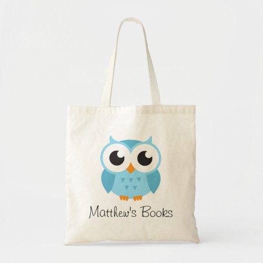 Kute blue owl gepersonaliseerd bibliotheekboek tote bag (Voorkant)