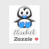 Kute Blue Penguin Voeg de Sticker Naam Contour Cut (Vel)