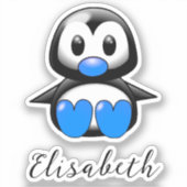 Kute Blue Penguin Voeg de Sticker Naam Contour Cut (Voorkant)